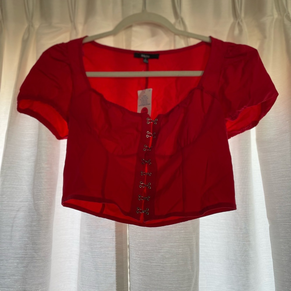 Red cropped top